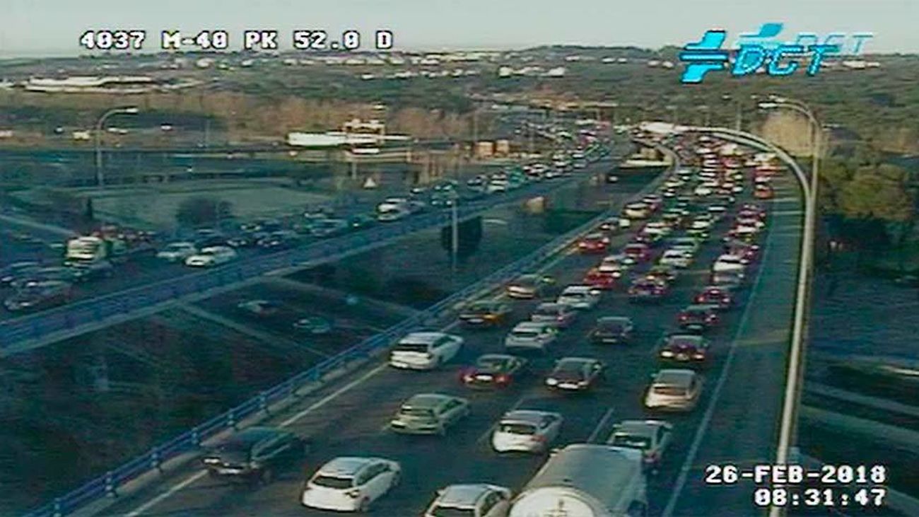 Un accidente en la M-40 a la altura de Pozuelo provoca 9 kilómetros de retenciones