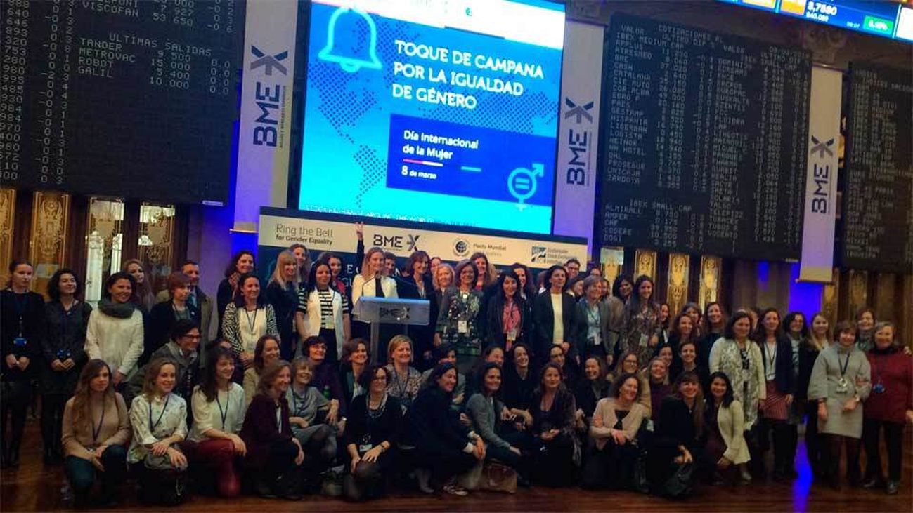 La Bolsa celebra un toque de campana simbólico por la igualdad