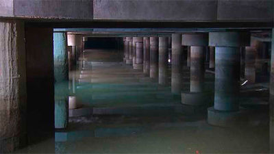 El tanque de tormentas bajo el Club de Campo, completamente lleno