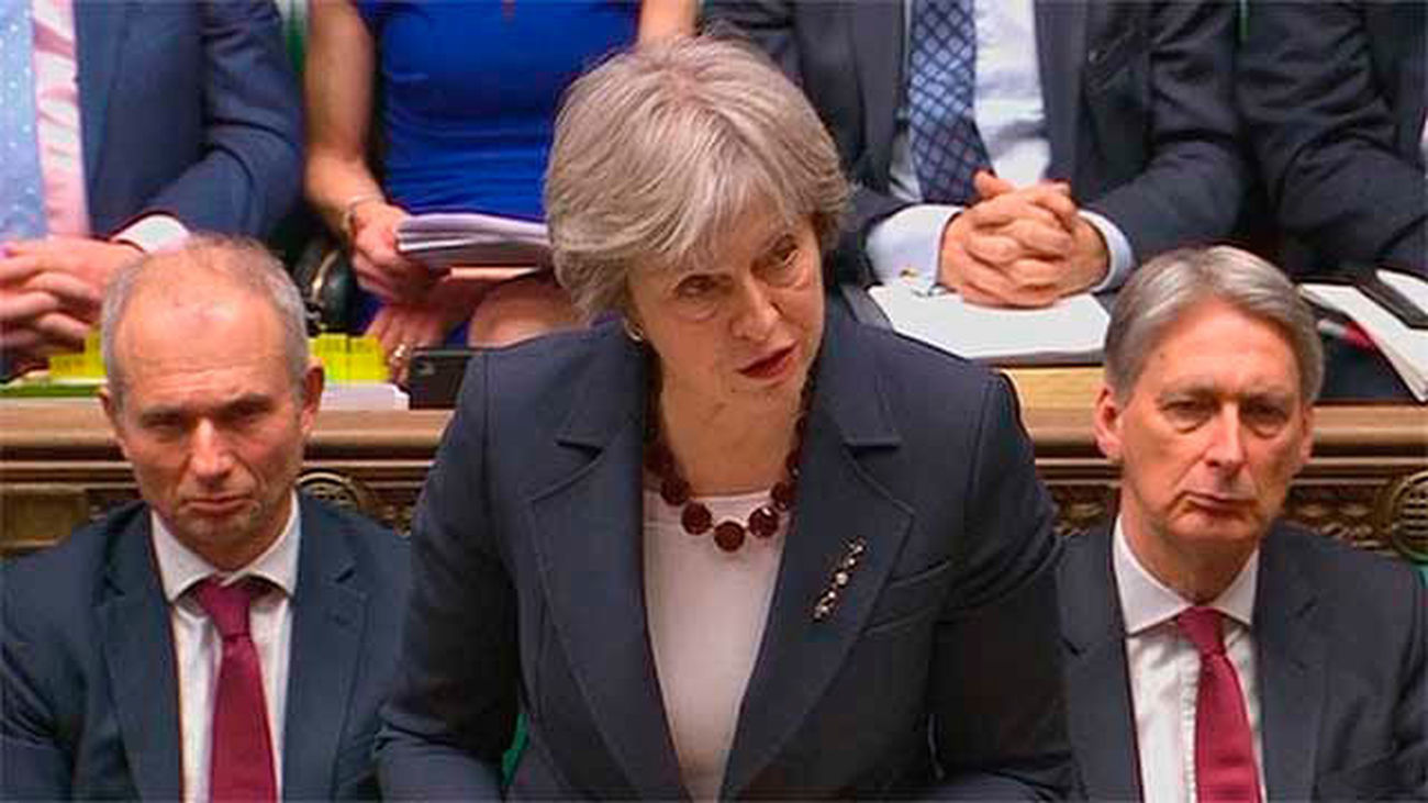 La primera ministra, Theresa May en el Parlamento