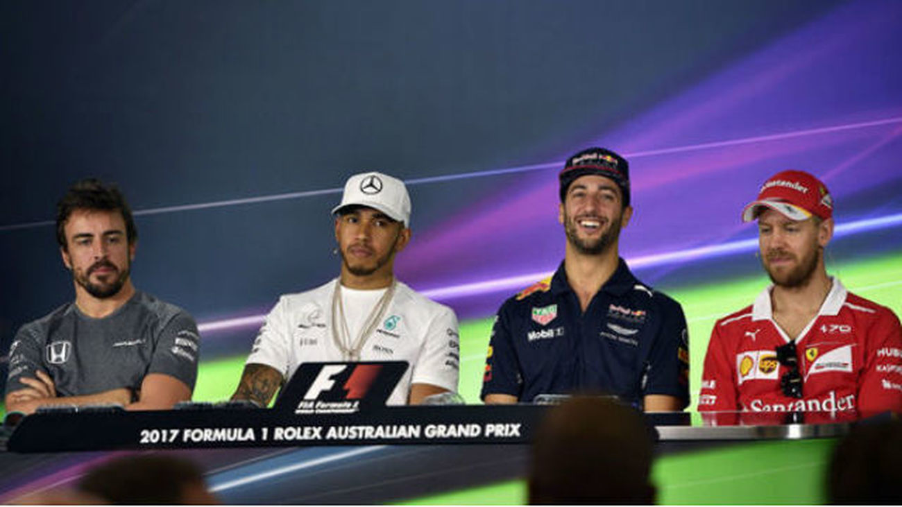 Alonso, Hamilton, Ricciardo y Vettel