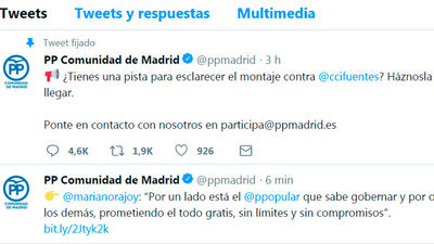 El PP busca pistas en Twitter sobre el "montaje" contra Cifuentes