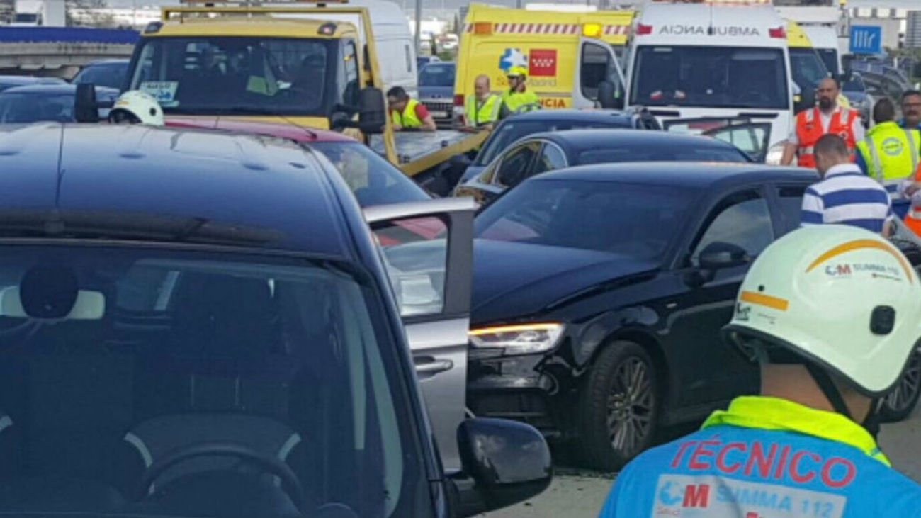 Ocho heridos leves en un choque múltiple en la M-50