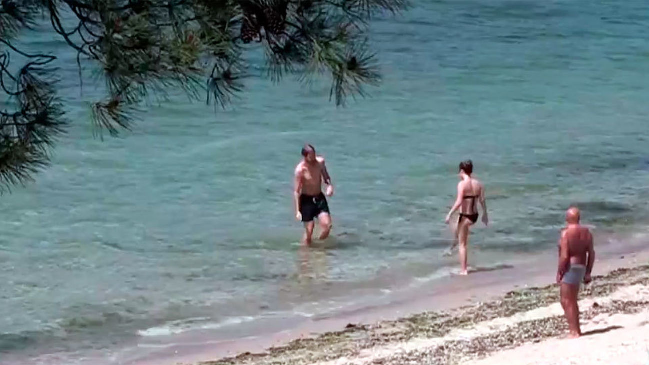 Bañándose en Pontevedra