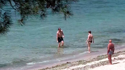 Bañándose en Pontevedra