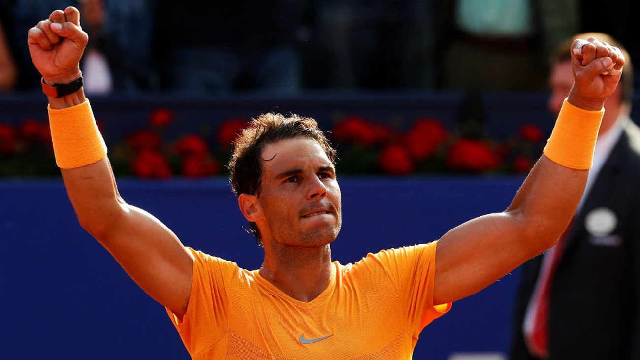 El tenista español Rafa Nadal celebra la victoria ante el eslovaco Martin Klizan