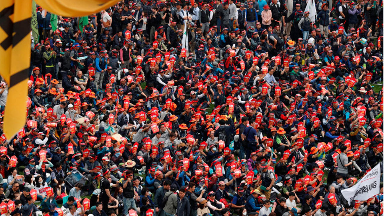 Primero de mayo con manifestaciones en todo el mundo, multitudinarias en Corea del Sur