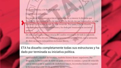 ETA confirma su disolución por carta