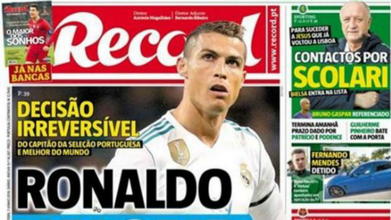 Cristiano deja el Madrid, según 'Récord': "Es una decisión irreversible"