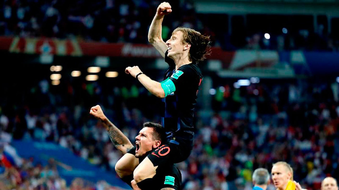 Luka Modric y Dejan Lovren celebran el pase a semifinales