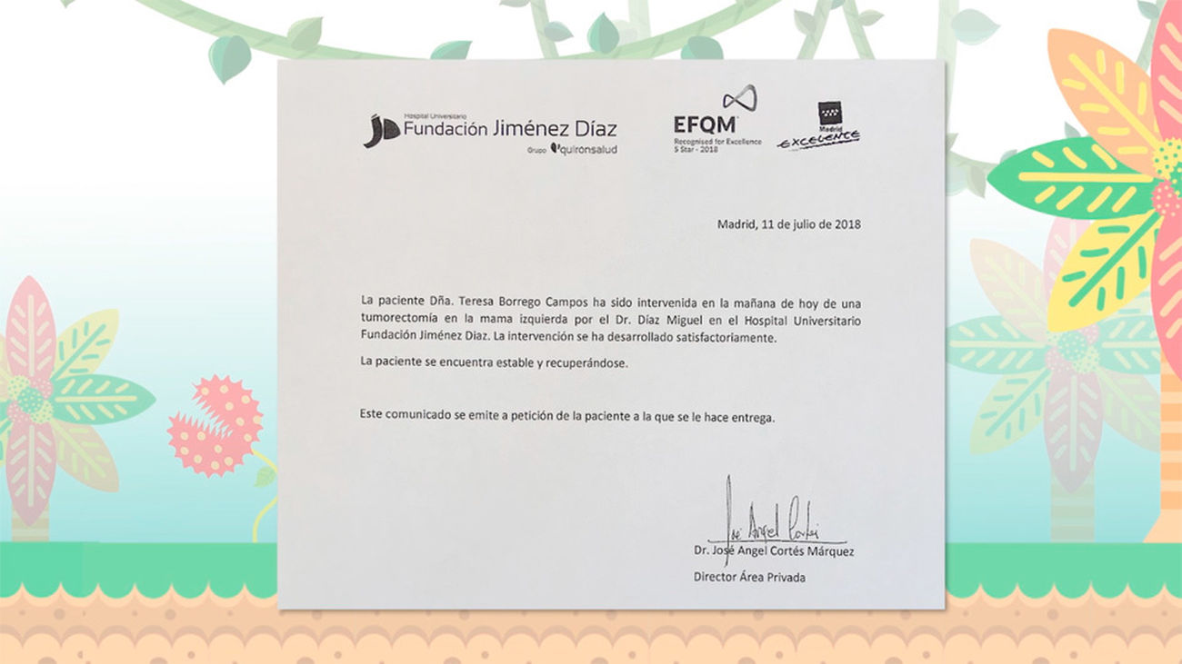 Terelu Campos se recupera en la Fundación Jiménez Díaz