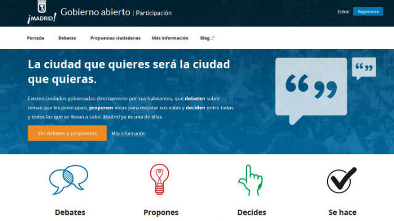 Arranca la web del Ayuntamiento de Madrid de propuestas decide.madrid.es