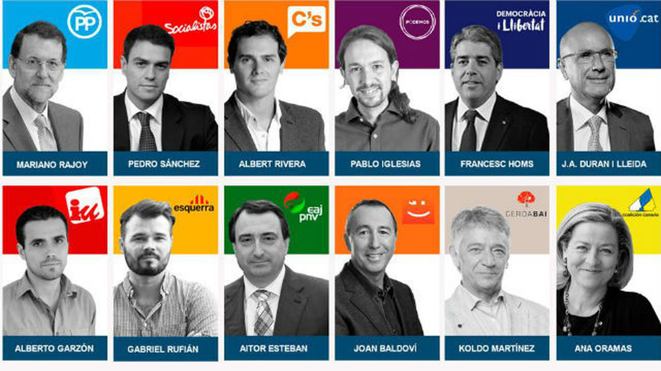 Bloque electoral con información del PP, PSOE, IU, Ciudadanos, UPyD y Podemos