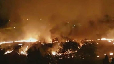Un incendio en un asentamiento chabolista de Arganzuela calcina dos hectáreas de pasto