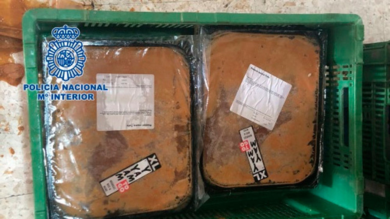 La Policía Nacional incauta más de media tonelada de cocaína escondida dentro de bloques de comida congelada