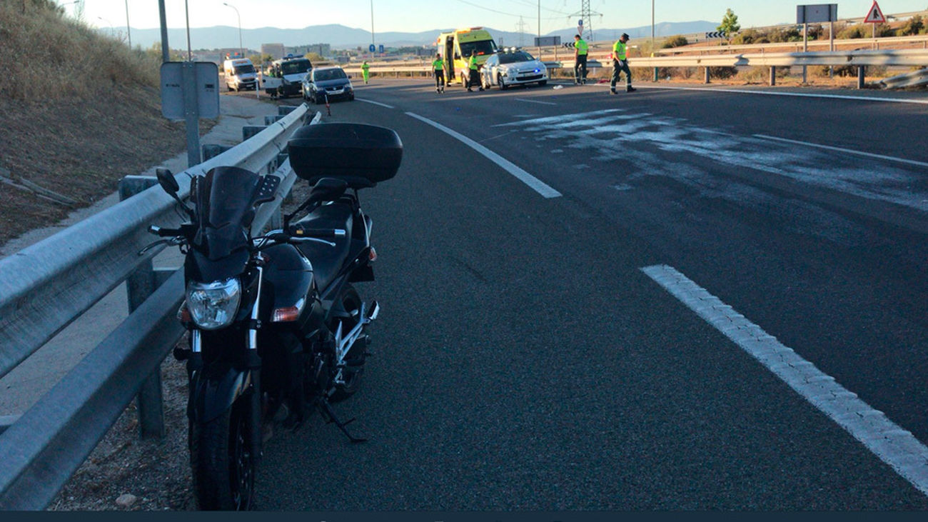 Accidente de moto a la altura de Alcobendas
