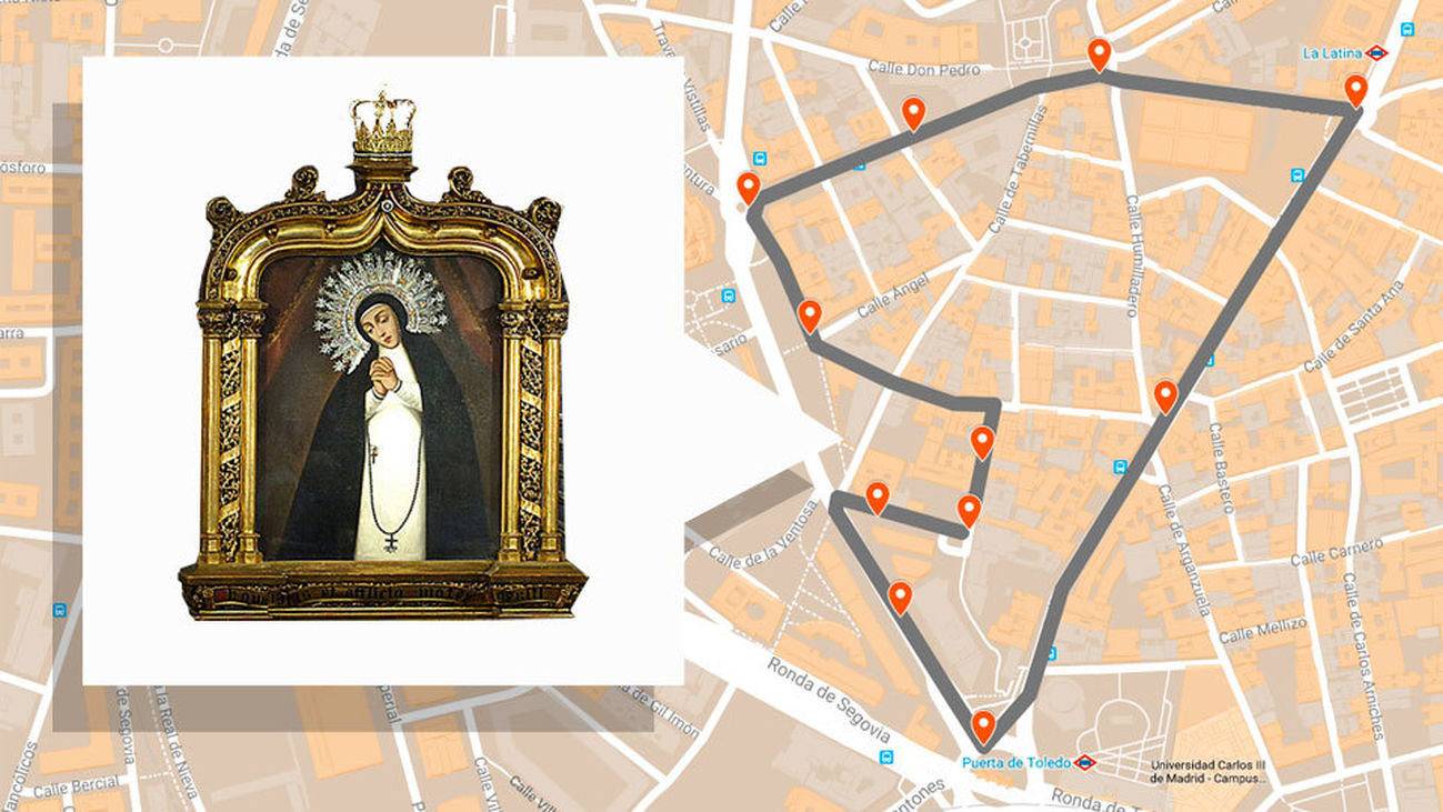 Recorrido de la procesión de la Virgen de la Paloma