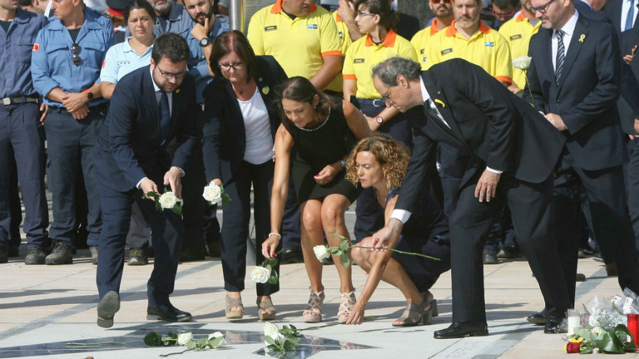 Encontronazo entre Torra y Albiol en el homenaje a las víctimas de Cambrils
