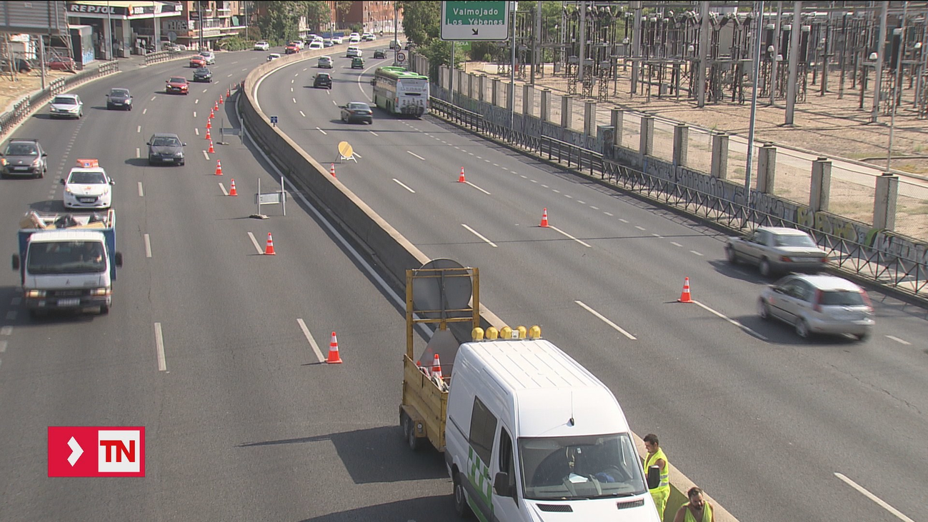 Retenciones y cortes parciales en la A-5 por obras en la zona de Campamento