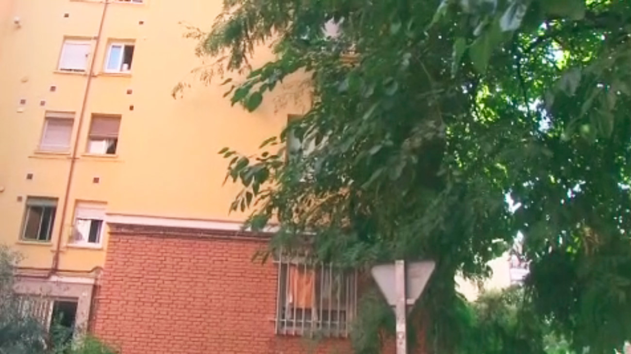 Las ramas de los árboles invaden las ventanas de un edificio en la calle López de Hoyos