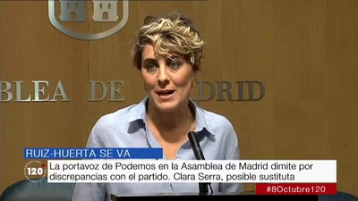 Lorena Ruiz-Huerta, emocionada en su despedida como portavoz de Podemos