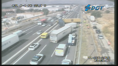 Restablecido el tráfico de entrada a Madrid por la A-4 tras un accidente con 4 camiones