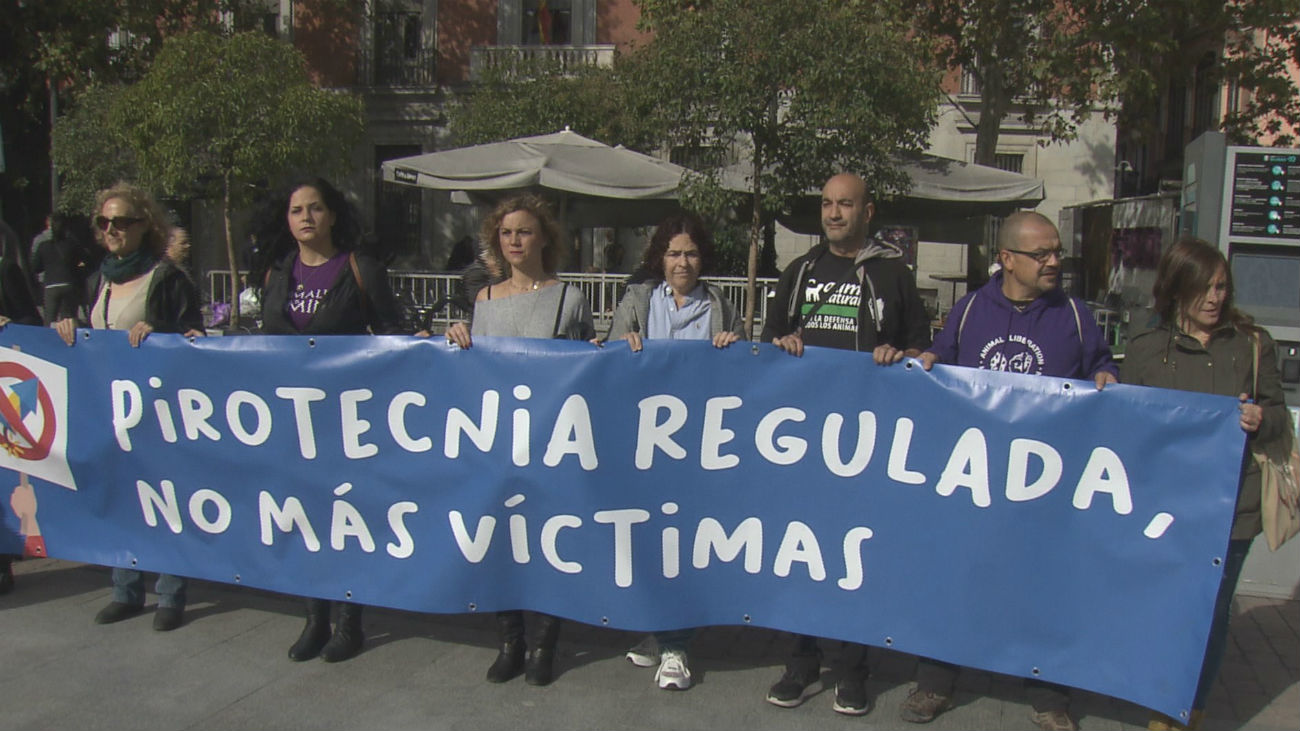 Animalistas se concentran para pedir que se regule la pirotecnia