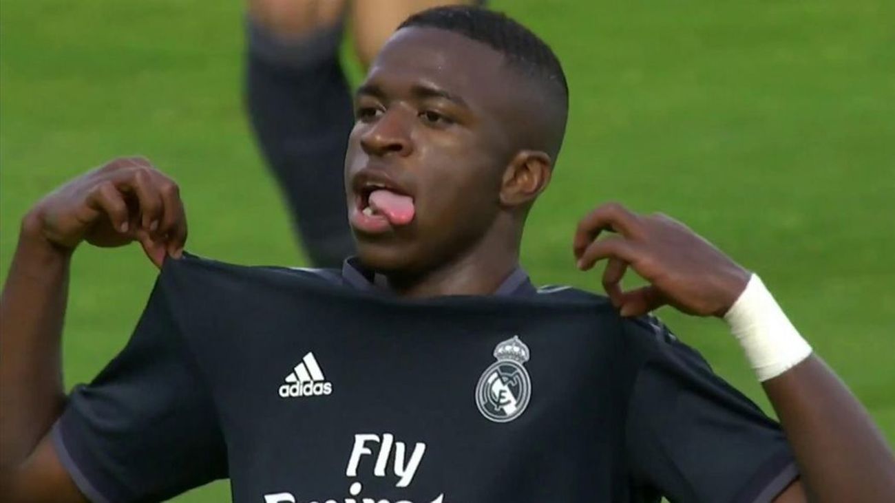 Vinicius tras marcar un gol con el Castilla