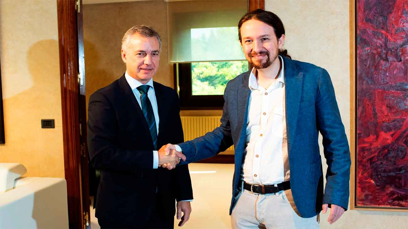 Iglesias aboga por consolidar la mayoría de la moción tras su reunión con Urkullu