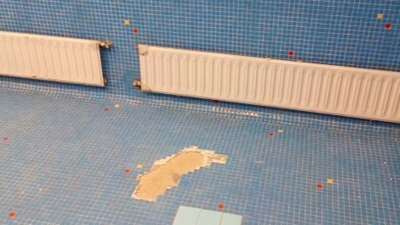 La ruina del gimnasio del colegio Miguel Delibes de Móstoles