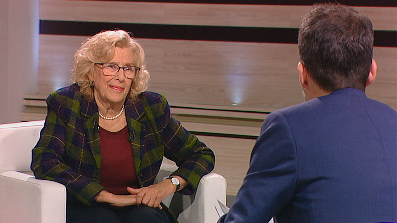 La alcaldesa Manuela Carmena en Telemadrid