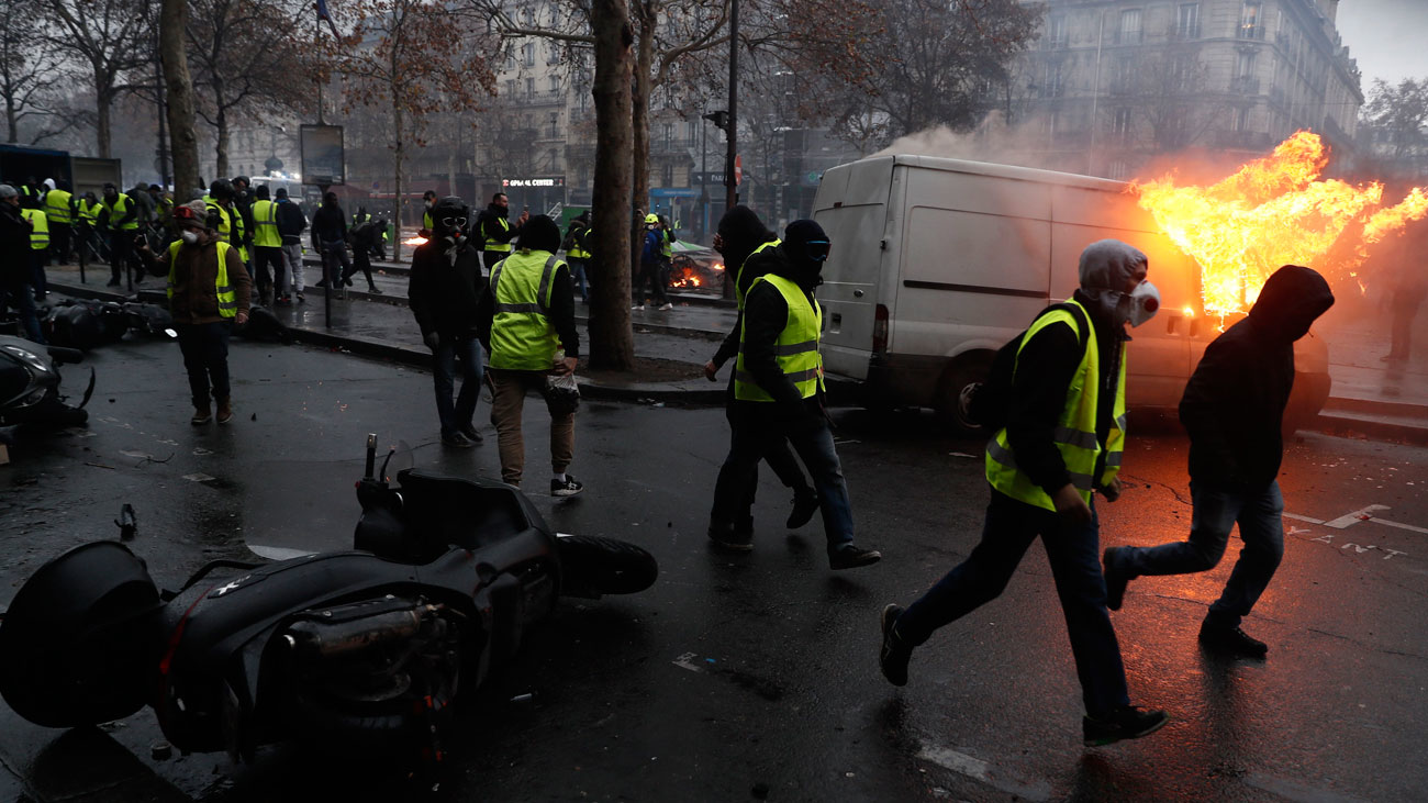 Incidentes en las tercera marcha de 'chalecos amarillos' en París