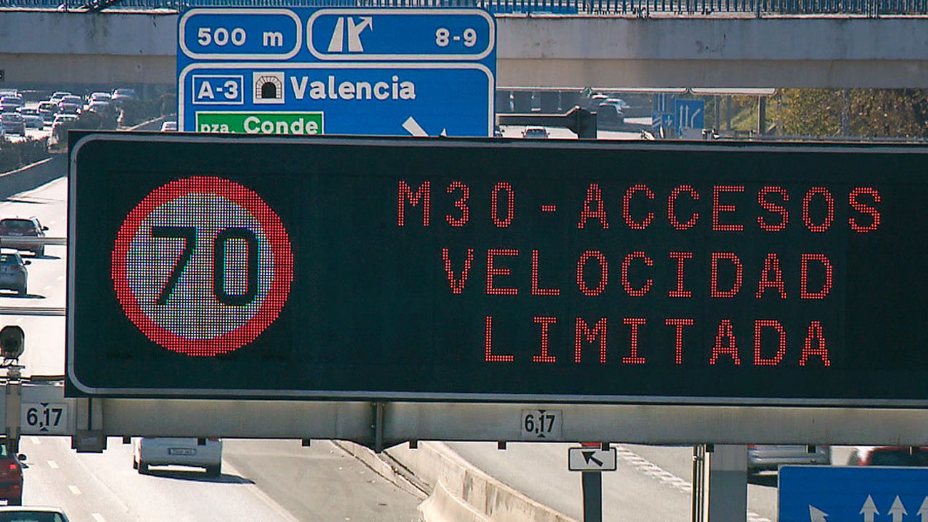 Limitación de velocidad en los accesos a Madrid