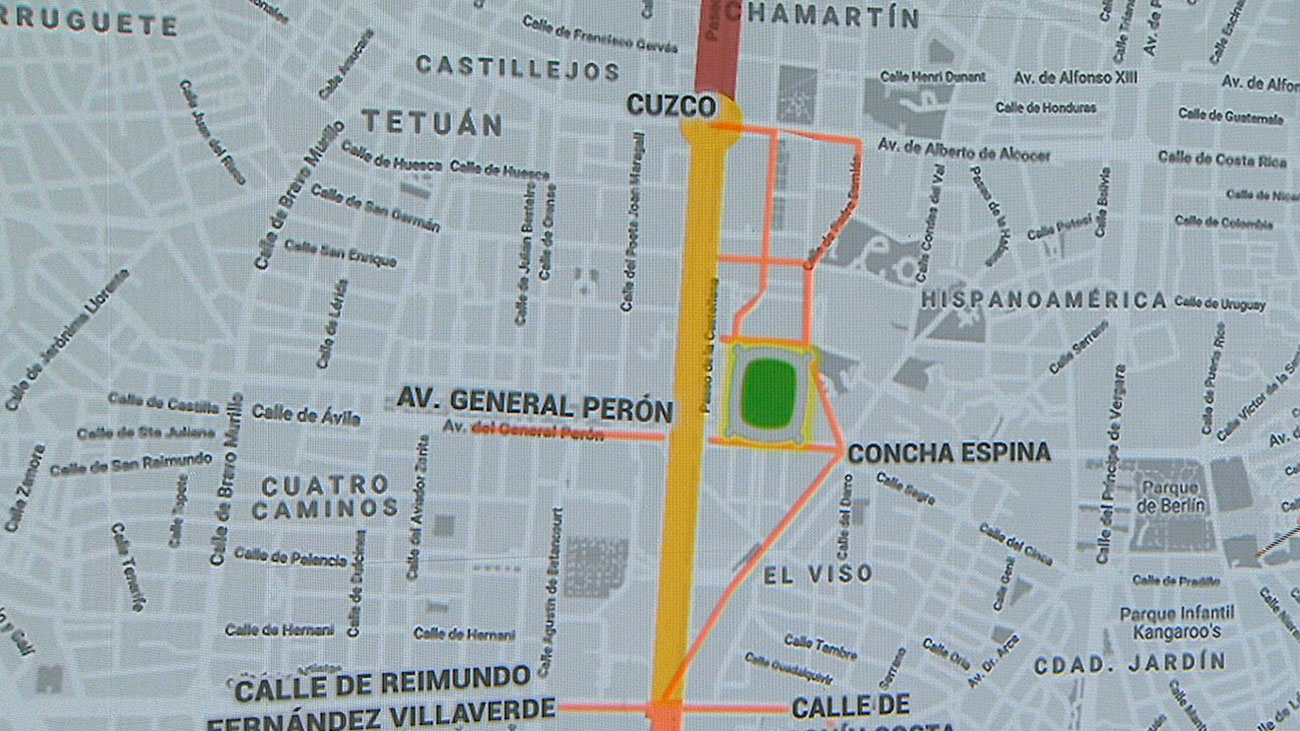 Cortes de tráfico en el entorno del Bernabéu por la final de Libertadores