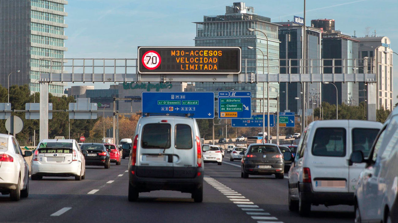 Limitación de velocidad en la M-30 por el protocolo anticontaminación de la capital