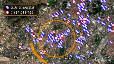Uno de cada cuatro institutos de Madrid está a menos de 200 metros de un local de apuestas
