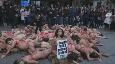 Animalistas protestan en Barcelona contra "la crueldad de la industria peletera"