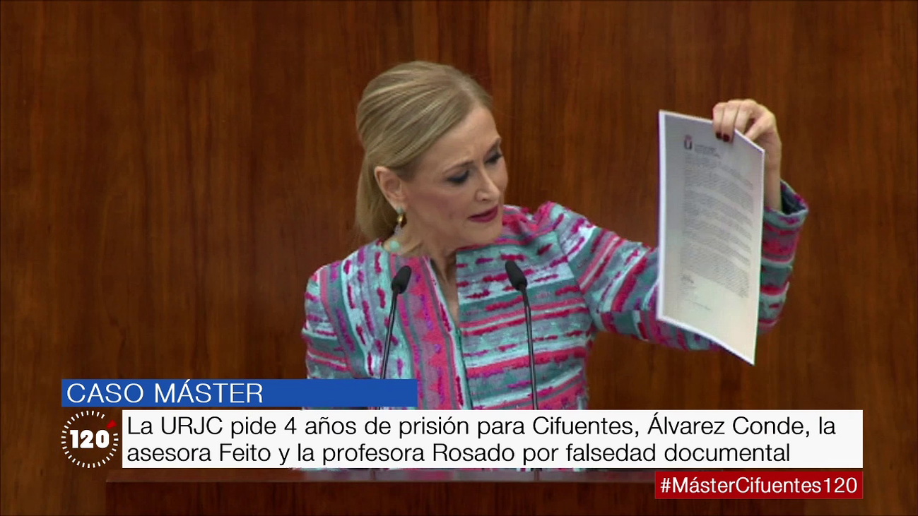La URJC pide cuatro años de prisión para Cristina Cifuentes por el caso máster