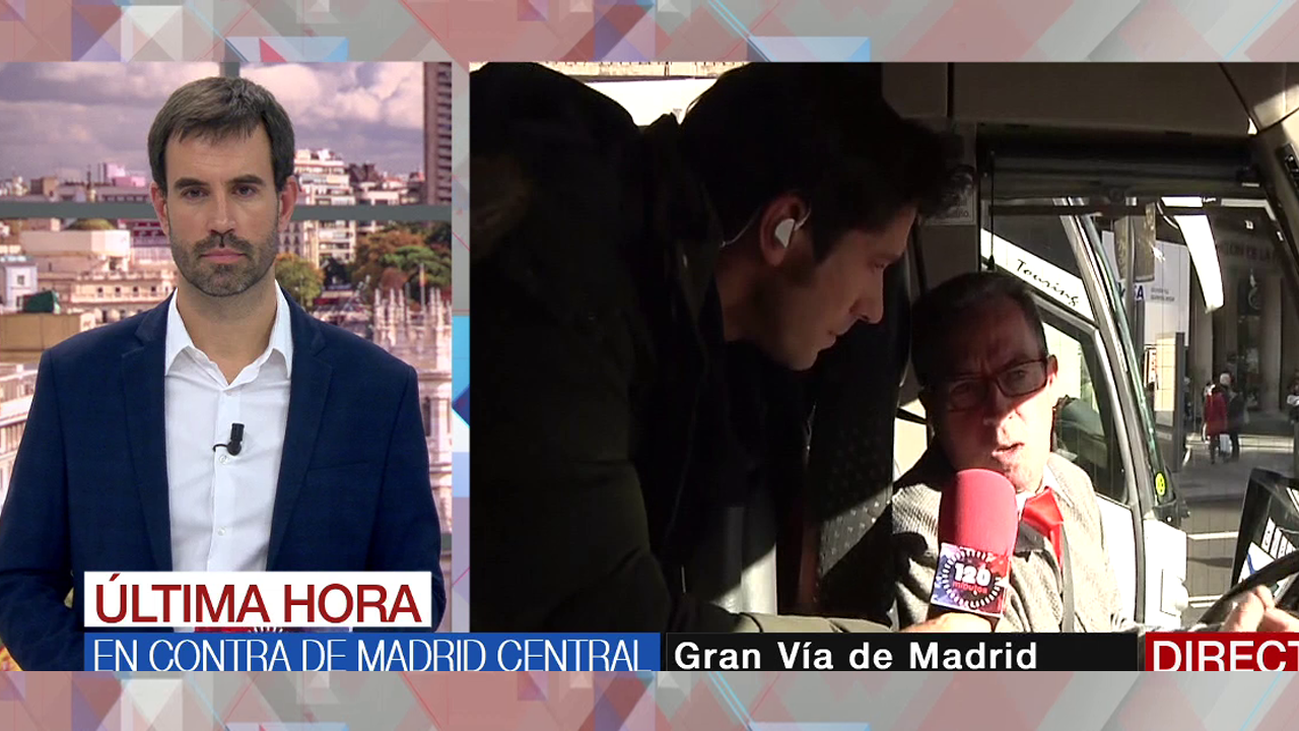 Autocares privados vuelven a bloquear la Gran Vía en protesta contra Madrid Central