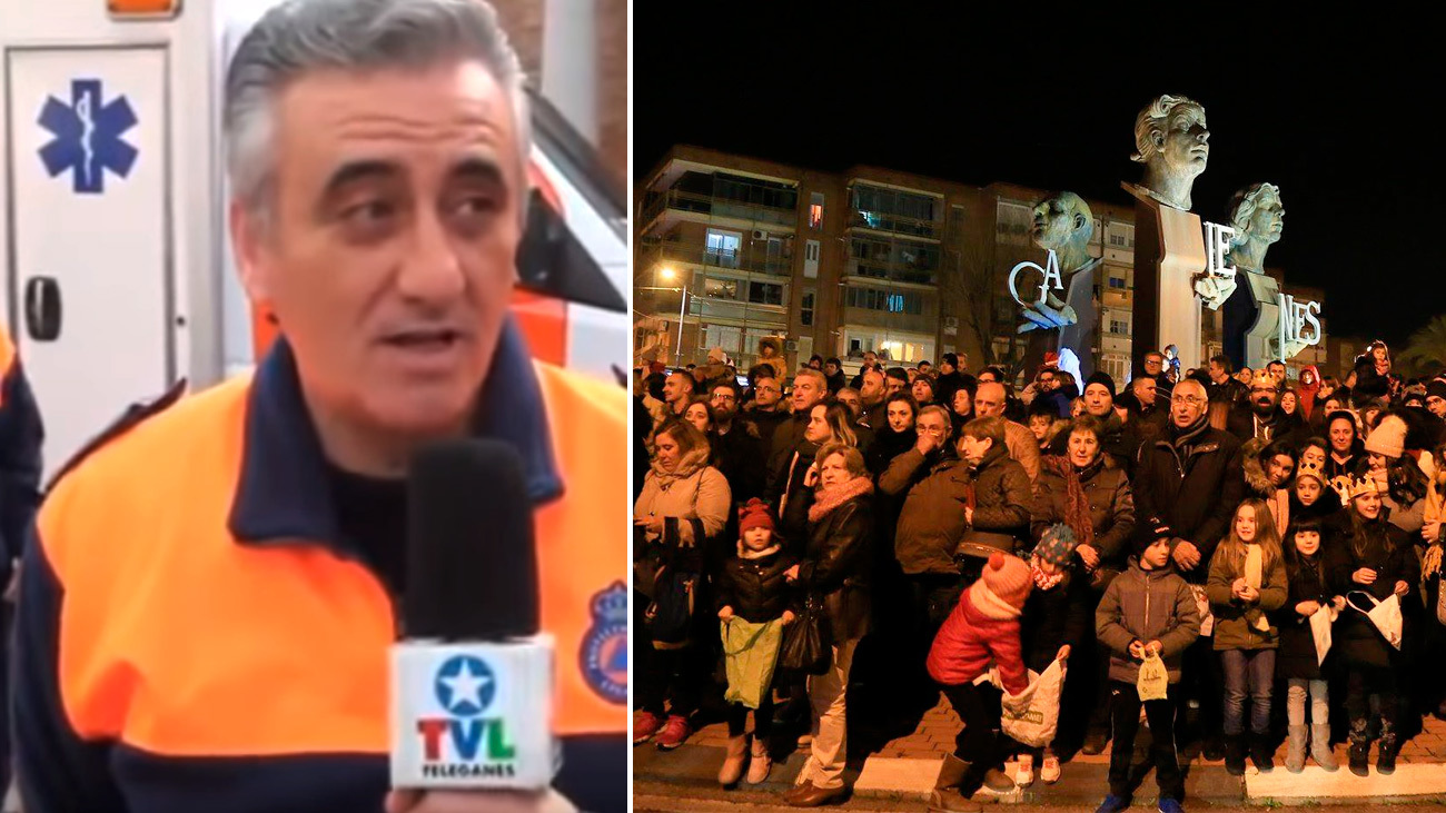 Teo Becedas (izquierda) y a la derecha, un momento de la cabalgata de Leganés 2019