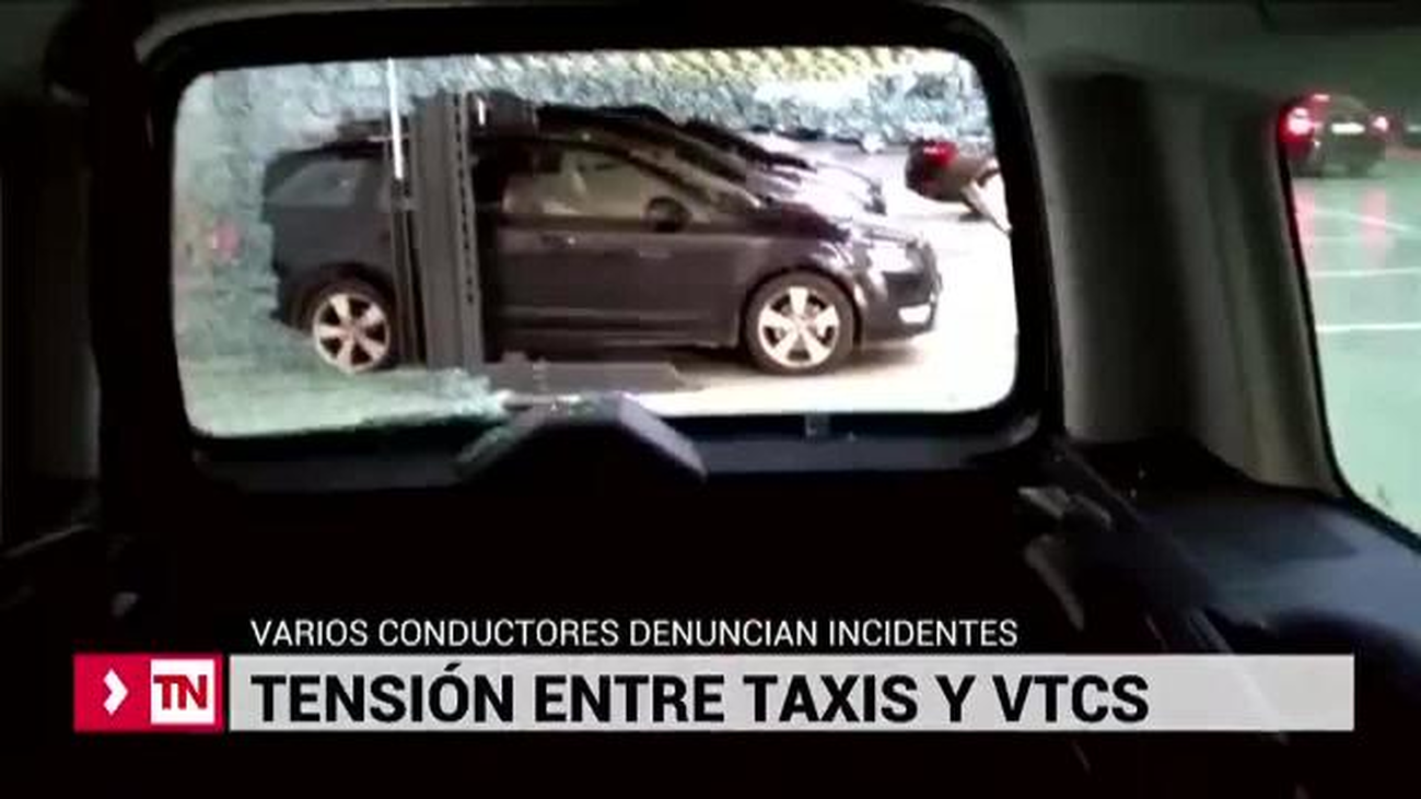 Tensión e incidentes entre VTC y taxistas durante la jornada de huelga