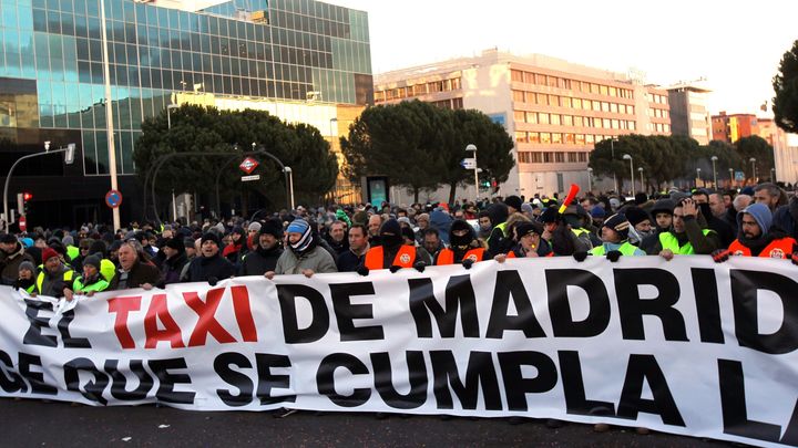 Manifestación de taxistas en Ifema