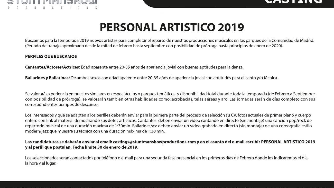 ¿Quieres trabajar en los espectáculos de un parque temático de Madrid?