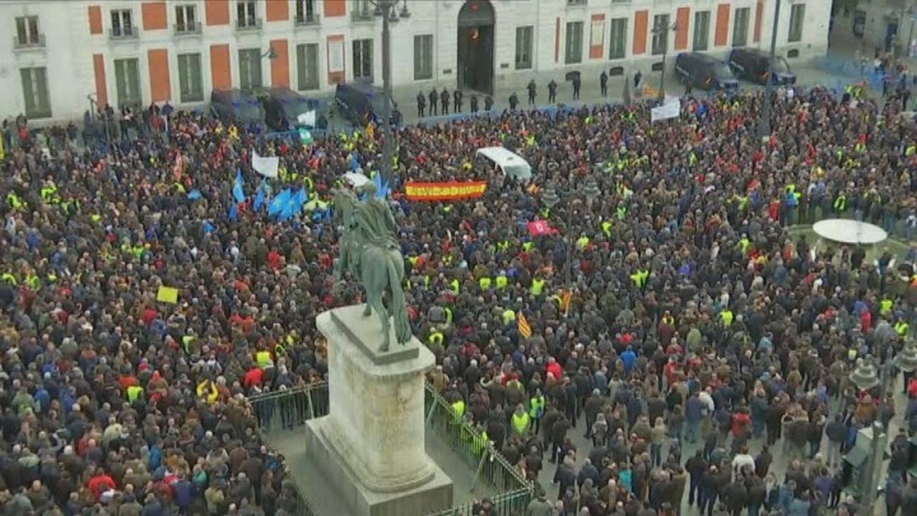Taxistas en la Puerta del Sol