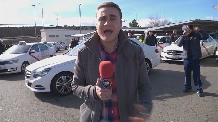 Concentración de taxistas en la T-4