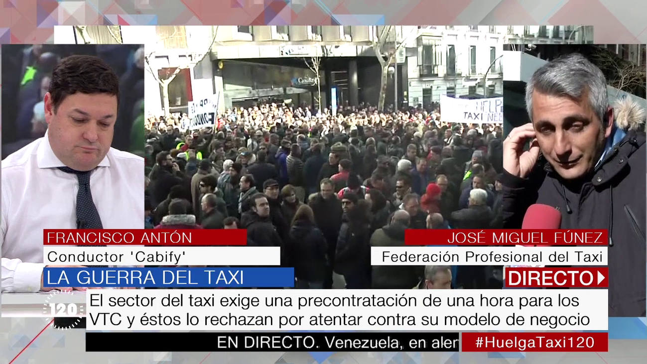 Taxistas y VTC se acusan mutuamente de agresiones y daños durante la huelga