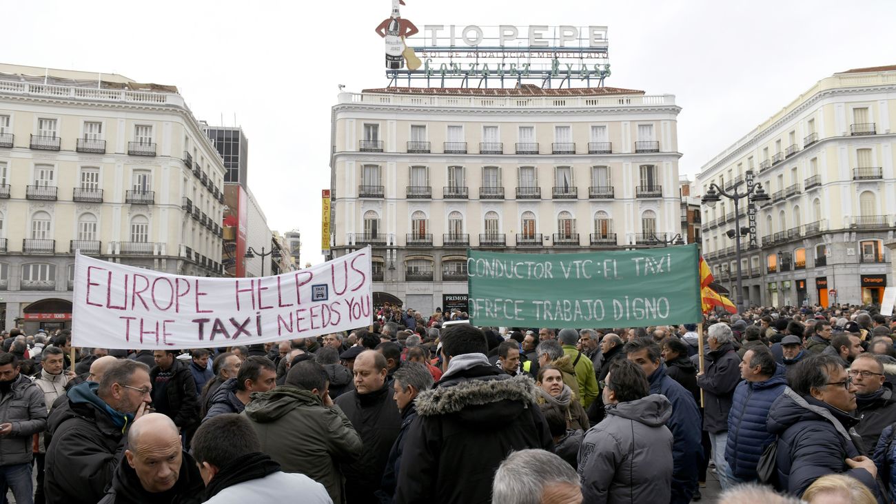 Taxistas en Sol / EFE