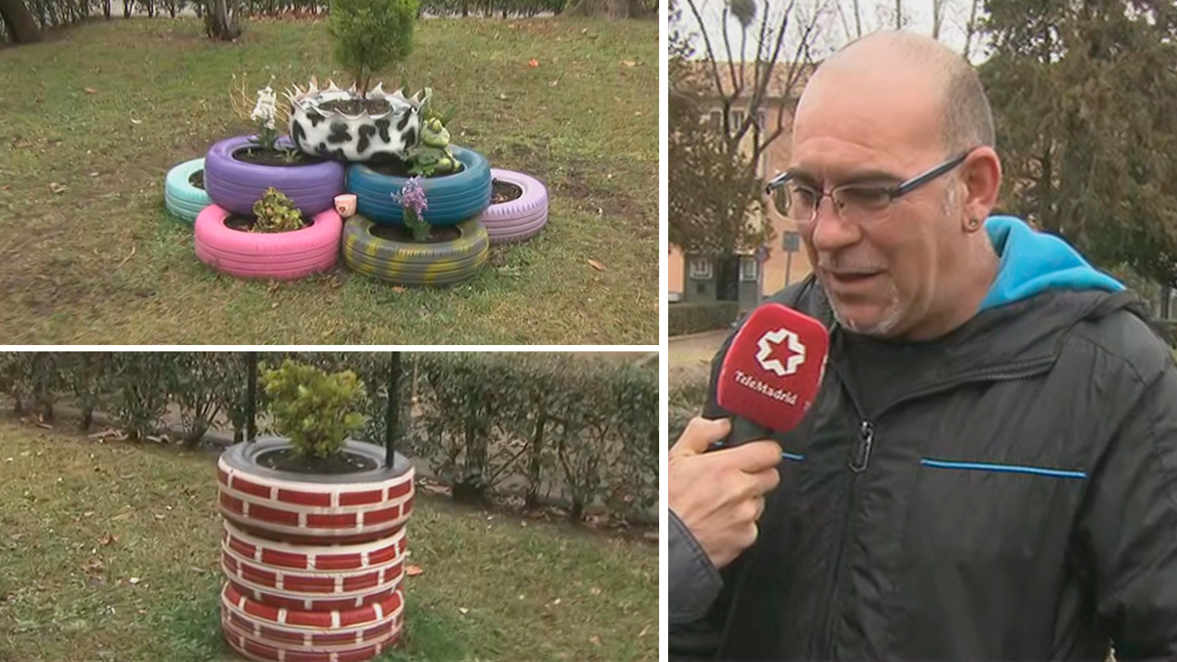 Un artista del reciclaje urbano en el barrio de Las Águilas