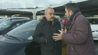 Taxistas de Barcelona llegan a Madrid para apoyar a sus compañeros madrileños