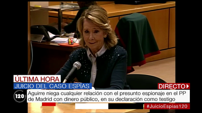 Esperanza Aguirre niega cualquier relación con el presunto espionaje en el PP de Madrid